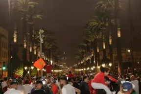 احتفالات عارمة في العاصمة المغربية الرباط، بعد الفوز على هولندا